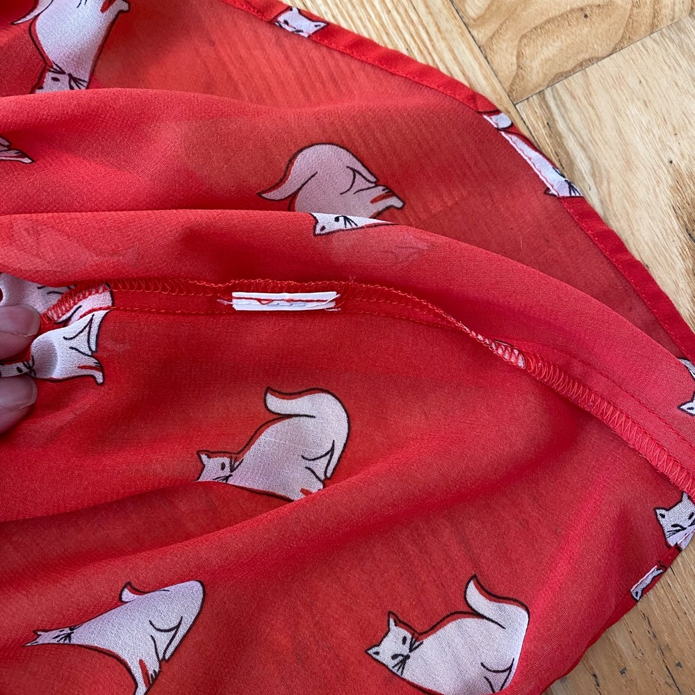 ZARA Red Cat Print Sleeveless Blouse - Picture 7 of 9